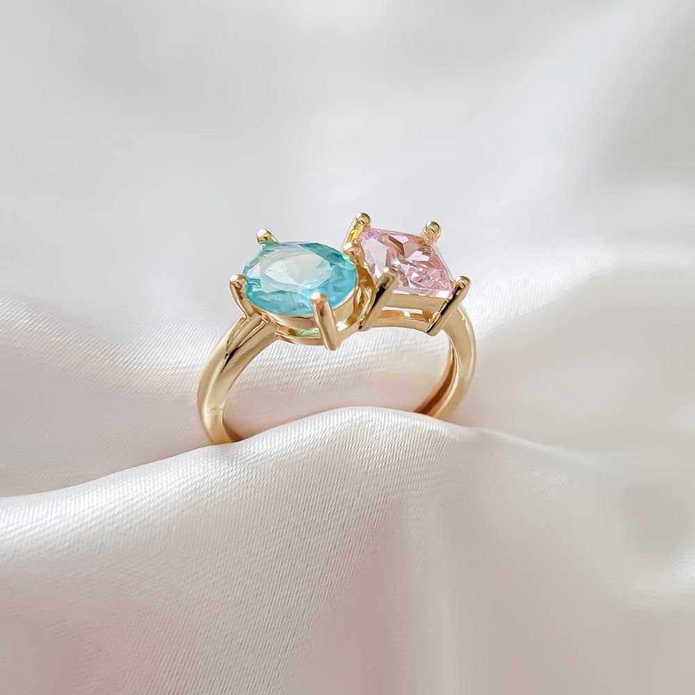5/$25 Gold Color Alloy Multi Color Crystal  Ring Adjustable - Picture 3 of 5